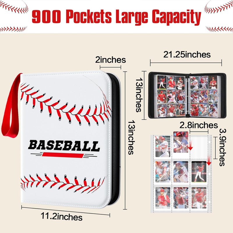 efunny Baseball Card Binder 9 Pocket Gifts for Boys Girls, Waterproof 900 Pockets Card Holder Album with 50 Removable Sleeves for Trading Card - Binder Display Storage Carrying Case for Baseball Cards - Image 5